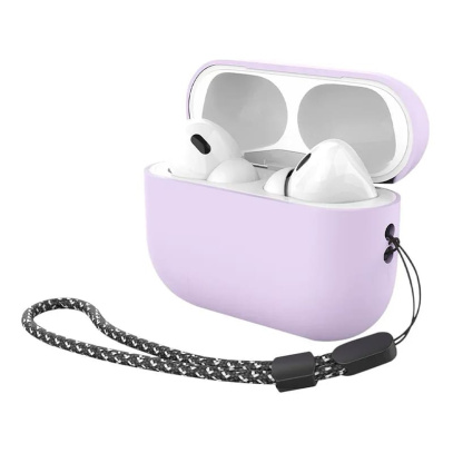 Силиконовый чехол с ремешком для AirPods Pro 2 Deppa (47342) Лавандовый