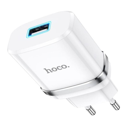 Сетевое зарядное устройство hoco. USB Indicator single port safety charger (N1) Белый