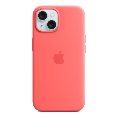 Чехол Silicone Case для Apple iPhone 15 с MagSafe Guava, розовый