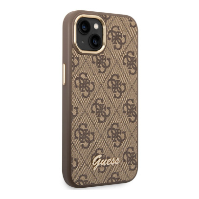 Чехол Guess для iPhone 14 Plus CG Mobile PU 4G Script metal logo Hard (GUHCP14MHG4SHW) Коричневый
