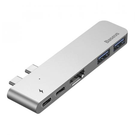 Переходник Baseus для MacBook HUB TB3 C+ (Dual Type-C to USB3.0/HDMI/Type-C) (CAHUB-B0G) Deep Grey, темно-серый Переходник Baseus для MacBook HUB TB3 C+ (Dual Type-C to USB3.0/HDMI/Type-C) (CAHUB-B0G) Deep Grey, темно-серый