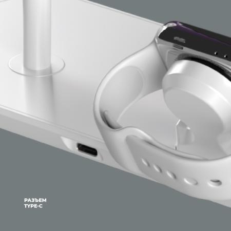 Беспроводная зарядная станция Deppa 3в1 MagSafe iPhone, Apple Watch, Airpods (23155) White, белый Беспроводная зарядная станция Deppa 3в1 MagSafe iPhone, Apple Watch, Airpods (23155) White, белый