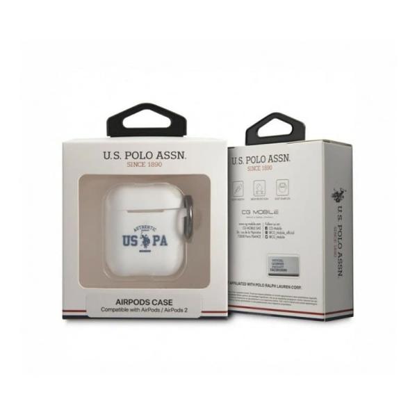 Чехол с карабином CG Mobile для Airpods 2 U.S. POLO ASSN. (USACA2SATH) Белый