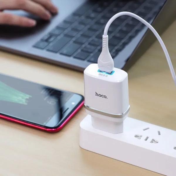 Сетевое зарядное устройство hoco. Smart QC3.0 Charger USB 18 Вт (C12Q) Белый