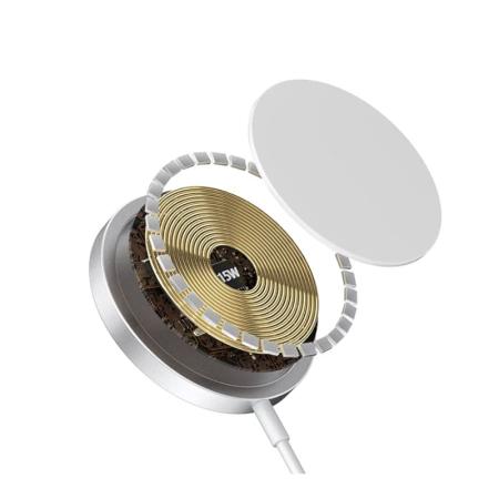 Беспроводное зарядное устройство WiWU Magnetic Wireless Everything Just Clicks 15W (Wi-W009) White, белый Беспроводное зарядное устройство WiWU Magnetic Wireless Everything Just Clicks 15W (Wi-W009) White, белый