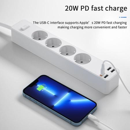 Сетевой фильтр WiWU Smart Power Strip EU Plug 20W 4*AC+3*USB 3.0+ 1*USB-C (U01 EU) Черный Сетевой фильтр WiWU Smart Power Strip EU Plug 20W 4*AC+3*USB 3.0+ 1*USB-C (U01 EU) Черный