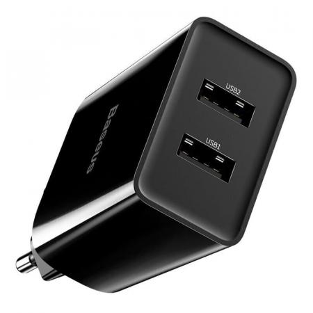Сетевое зарядное устройство Baseus Speed Mini Dual USB Charger 10,5 Вт TC-012 (CCFS-R01) Черный