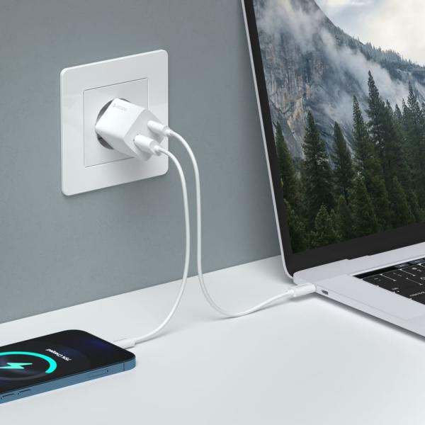 СЗУ Deppa GaN Wall Charger USB-C + USB-A, PD 3.0, QC 3.0, 20Вт (11410) Белый