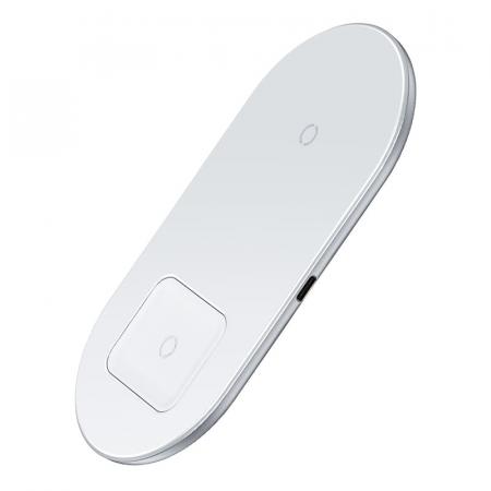 Беспроводное зарядное устройство Baseus 2в1 Simple Wireless Charger (BS-W508 WXJK-C02) White, белый