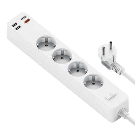 Сетевой фильтр WiWU Smart Power Strip EU Plug 20W 4*AC+3*USB 3.0+ 1*USB-C (U01 EU) Белый Сетевой фильтр WiWU Smart Power Strip EU Plug 20W 4*AC+3*USB 3.0+ 1*USB-C (U01 EU) Белый
