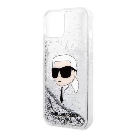 Чехол Karl Lagerfeld для iPhone 15 Liquid Glitter NFT Karl head Hard (KLHCP15SLNKHCH) Серебристый