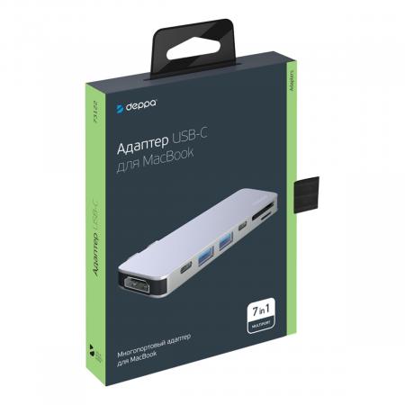 USB-C адаптер Deppa для MacBook 7в1 (73121) Графит USB-C адаптер Deppa для MacBook 7в1 (73121) Графит
