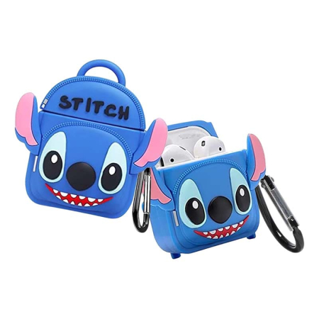 Чехол Carton Silicone Case Стич для Apple AirPods Blue, голубой Чехол Carton Silicone Case Стич для Apple AirPods Blue, голубой