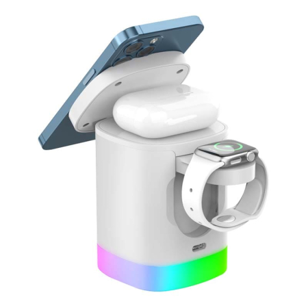 Беспроводная зарядная станция Deppa 3в1 MagSafe Tower Stand Q складная (23159) White, белый Беспроводная зарядная станция Deppa 3в1 MagSafe Tower Stand Q складная (23159) White, белый