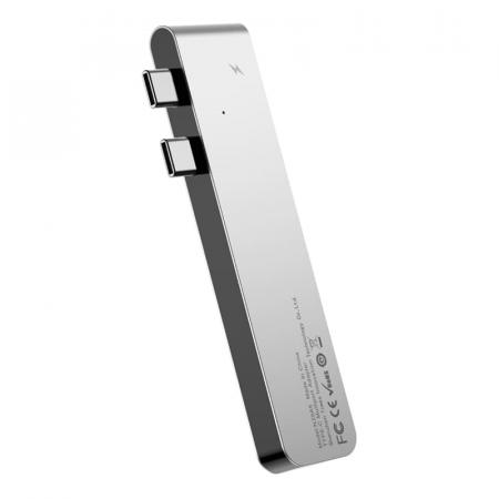 Переходник Baseus для MacBook HUB TB3 C+ (Dual Type-C to USB3.0/HDMI/Type-C) (CAHUB-B0G) Deep Grey, темно-серый Переходник Baseus для MacBook HUB TB3 C+ (Dual Type-C to USB3.0/HDMI/Type-C) (CAHUB-B0G) Deep Grey, темно-серый