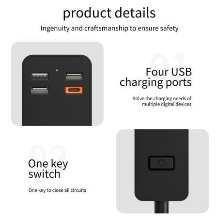 Сетевой фильтр WiWU Smart Power Strip EU Plug 20W 4*AC+3*USB 3.0+ 1*USB-C (U01 EU) Черный Сетевой фильтр WiWU Smart Power Strip EU Plug 20W 4*AC+3*USB 3.0+ 1*USB-C (U01 EU) Черный