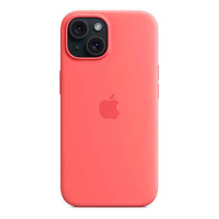 Чехол Silicone Case для Apple iPhone 15 с MagSafe Guava, розовый