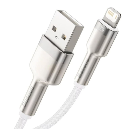 Кабель Baseus Cafule Series Metal Data Cable USB to iP 2,4A, 1 м (CALJK-A02) Белый Кабель Baseus Cafule Series Metal Data Cable USB to iP 2,4A, 1 м (CALJK-A02) Белый