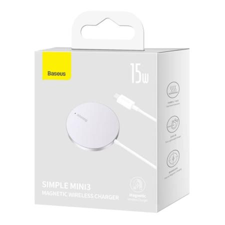 Беспроводное зарядное устройство Baseus Simple Mini3 Magnetic Wireless Charger 15W CCJJ040012 (BS-W529) White, белый Беспроводное зарядное устройство Baseus Simple Mini3 Magnetic Wireless Charger 15W CCJJ040012 (BS-W529) White, белый