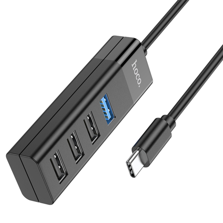 USB-хаб hoco. 4в1 Type-C на USB 3.0 + 3 USB 2.0 (HB25T) Черный USB-хаб hoco. 4в1 Type-C на USB 3.0 + 3 USB 2.0 (HB25T) Черный
