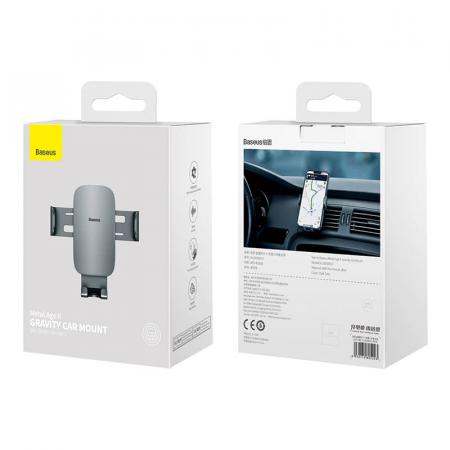 Автомобильный держатель Baseus Metal Age II Gravity Car Mount (SUJS000013) Серый Автомобильный держатель Baseus Metal Age II Gravity Car Mount (SUJS000013) Серый