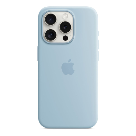 Чехол Silicone Case для Apple iPhone 15 Pro с MagSafe Light Blue, нежно голубой Чехол Silicone Case для Apple iPhone 15 Pro с MagSafe Light Blue, нежно голубой