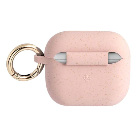 Чехол Guess с карабином для AirPods 3 CG Mobile Silicone with ring, цвет Блестящий (GUA3SGGEP) Cветло-розовый Чехол Guess с карабином для AirPods 3 CG Mobile Silicone with ring, цвет Блестящий (GUA3SGGEP) Cветло-розовый