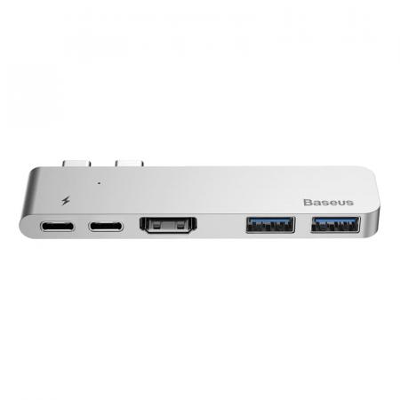 Переходник Baseus для MacBook HUB TB3 C+ (Dual Type-C to USB3.0/HDMI/Type-C) (CAHUB-B0G) Deep Grey, темно-серый Переходник Baseus для MacBook HUB TB3 C+ (Dual Type-C to USB3.0/HDMI/Type-C) (CAHUB-B0G) Deep Grey, темно-серый