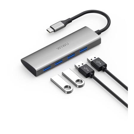 Хаб WiWU Alpha Type-C 4*USB3.0 (A440) Серебристый Хаб WiWU Alpha Type-C 4*USB3.0 (A440) Серебристый