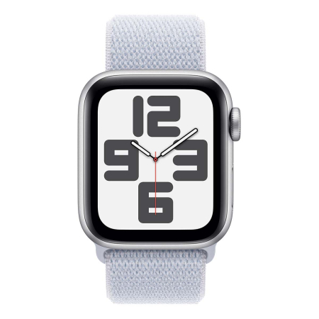Apple Watch SE (2024), 40 мм корпус из алюминия цвета «Silver», ремешок Sport Loop цвета «Blue Cloud»
