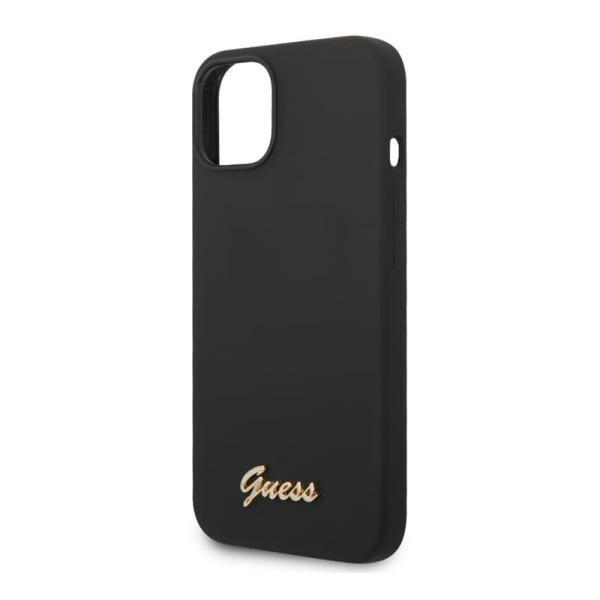 Чехол Guess для iPhone 14 Plus Liquid silicone Gold metal logo Hard (GUHCP14MSLSMK) Черный