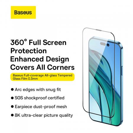 Стекло для iPhone 14 Pro Max Baseus All-glass Dust-proof 1шт +FastStick (SGBL230302) Прозрачный/Черный Стекло для iPhone 14 Pro Max Baseus All-glass Dust-proof 1шт +FastStick (SGBL230302) Прозрачный/Черный