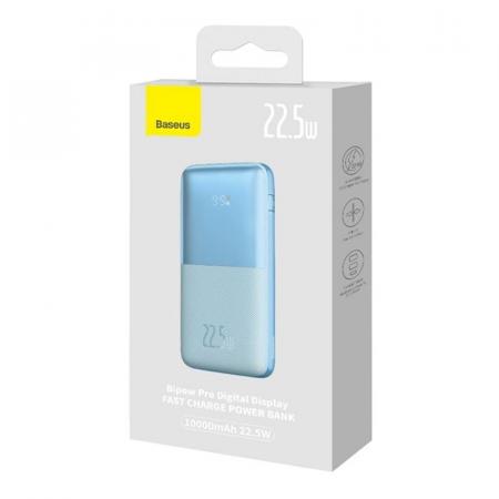 Внешний аккумулятор Baseus 10000mAh Bipow Pro Digital Display Fast Charge 22.5Вт с кабелем USB - Type-C PPBD2-1022 (PPBD040003) Голубой
