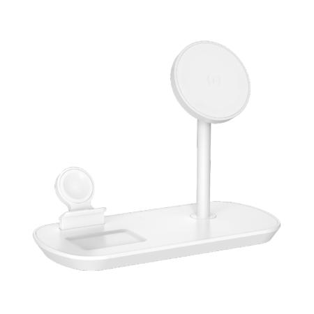 Беспроводная зарядная станция Deppa 3в1 MagSafe iPhone, Apple Watch, Airpods (23155) White, белый Беспроводная зарядная станция Deppa 3в1 MagSafe iPhone, Apple Watch, Airpods (23155) White, белый