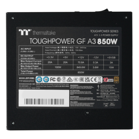 Блок питания Thermaltake Toughpower GF A3 (PS-TPD-0850FNFAGE-H) Gold, 850 Вт Чёрный
