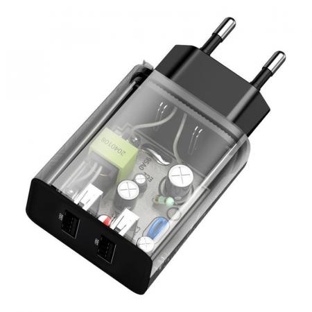 Сетевое зарядное устройство Baseus Speed Mini Dual USB Charger 10,5 Вт TC-012 (CCFS-R01) Черный