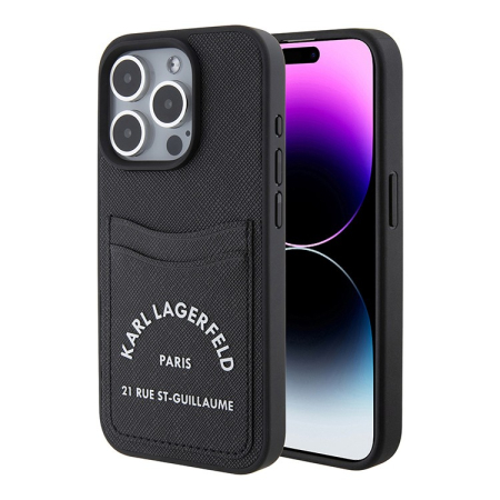 Чехол Karl Lagerfeld для iPhone 15 Pro Max Cardslot PU Saffiano RSG 3D rubber logo Hard (KLHCP15XSAPRSGK) Черный Чехол Karl Lagerfeld для iPhone 15 Pro Max Cardslot PU Saffiano RSG 3D rubber logo Hard (KLHCP15XSAPRSGK) Черный
