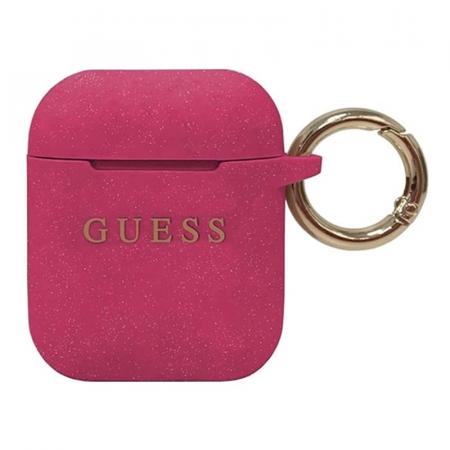 Чехол Guess с карабином для AirPods 1/2 CG Mobile Silicone case with ring (GUACCSILGLFU) Фуксия Чехол Guess с карабином для AirPods 1/2 CG Mobile Silicone case with ring (GUACCSILGLFU) Фуксия