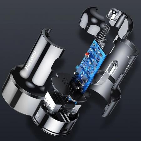 Автомобильное зарядное устройство Baseus 2 USB Quick Charger 45W (USB+USB) (CCMLC20A-01) Черный Автомобильное зарядное устройство Baseus 2 USB Quick Charger 45W (USB+USB) (CCMLC20A-01) Черный