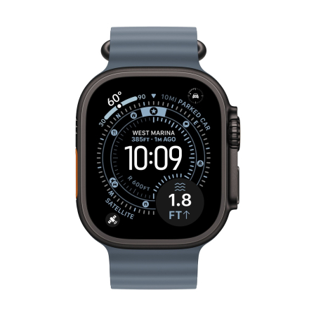 Apple Watch Ultra 3 (2025), 49 мм корпус из титана цвета «Black», ремешок Ocean Band цвета «Anchor Blue» Apple Watch Ultra 3 (2025), 49 мм корпус из титана цвета «Black», ремешок Ocean Band цвета «Anchor Blue»