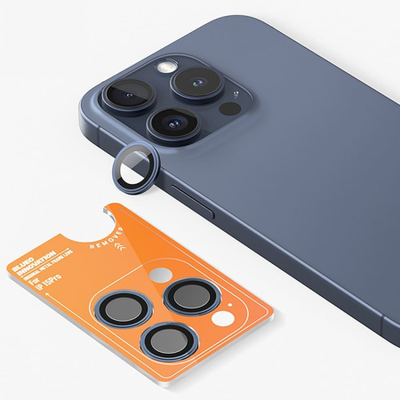 Защитное стекло для камеры iPhone 15 Pro Max BLUEO Original metal frame Синий Защитное стекло для камеры iPhone 15 Pro Max BLUEO Original metal frame Синий
