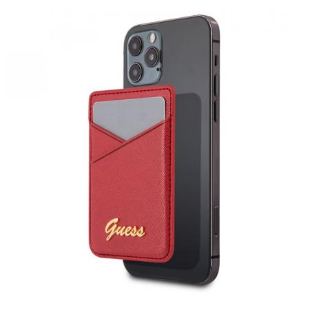 Магнитный бумажник Guess Wallet Cardslot MagSafe Saffiano Script logo (GUWMSSASLRE) Красный Магнитный бумажник Guess Wallet Cardslot MagSafe Saffiano Script logo (GUWMSSASLRE) Красный