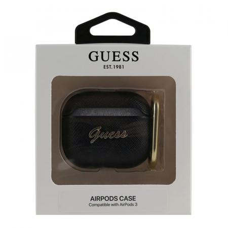 Чехол Guess с карабином для AirPods 3 CG Mobile PU Saffiano with metal logo (GUA3SASMK) Черный Чехол Guess с карабином для AirPods 3 CG Mobile PU Saffiano with metal logo (GUA3SASMK) Черный