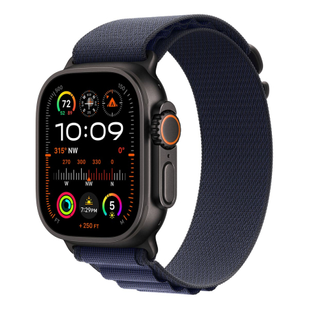 Apple Watch Ultra 2 (2024), 49 мм корпус из титана цвета «Black», ремешок Alpine Loop размера L цвета «Navy» Apple Watch Ultra 2 (2024), 49 мм корпус из титана цвета «Black», ремешок Alpine Loop размера L цвета «Navy»