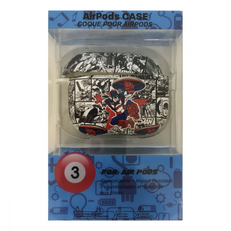 Чехол для AirPods 3 COQUE POUR Белый с рисунком Captain America Чехол для AirPods 3 COQUE POUR Белый с рисунком Captain America