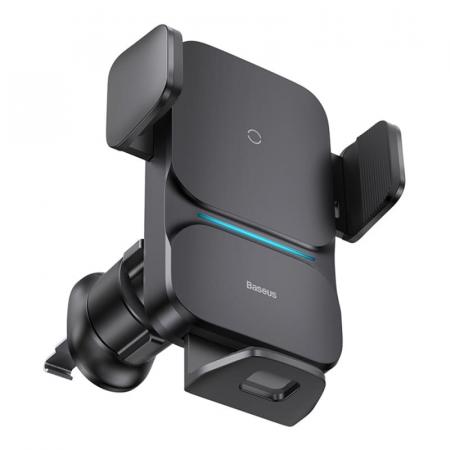 Автомобильный держатель с функцией беспроводной зарядки Baseus Wisdom Auto Alignment Car Mount Wireless Charger (QI 15W) Air Outlet Base (CGZX000001) Черный
